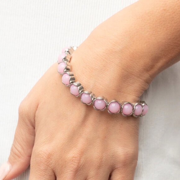 paparazzi Jewelry - Paparazzi Jewelry Accessories - Lets be Buds - Pink Bracelet - Vintage